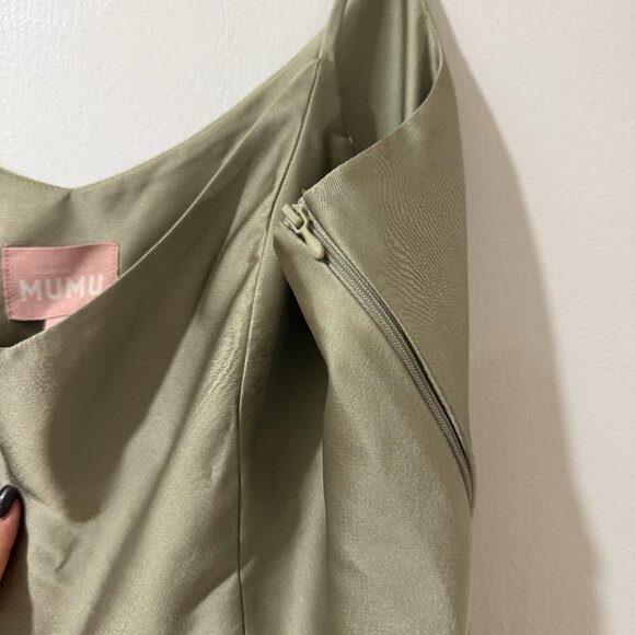 💚✨ Show Me Your Mumu Faith Maxi Dress – Moss Green Satin (XL) ✨💚 - Picture 11 of 14